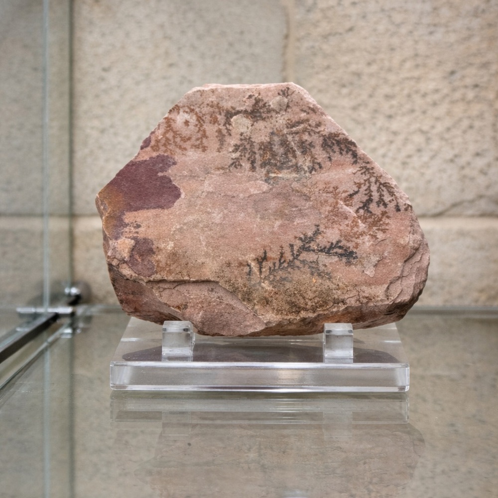 Natural Pink Dendritic Stone Art - Home Accent